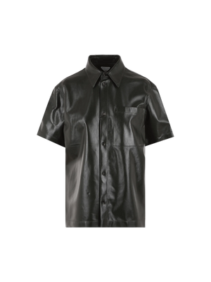 Shiny Leather Short Sleeves Overshirt-BOTTEGA VENETA-JOHN JULIA