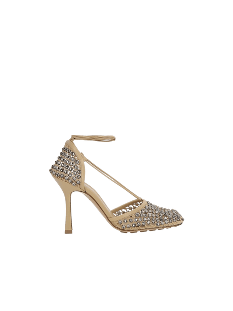 Sparkle Stretch Crystal-Embellished Mesh and Leather Sandals-BOTTEGA VENETA-JOHN JULIA