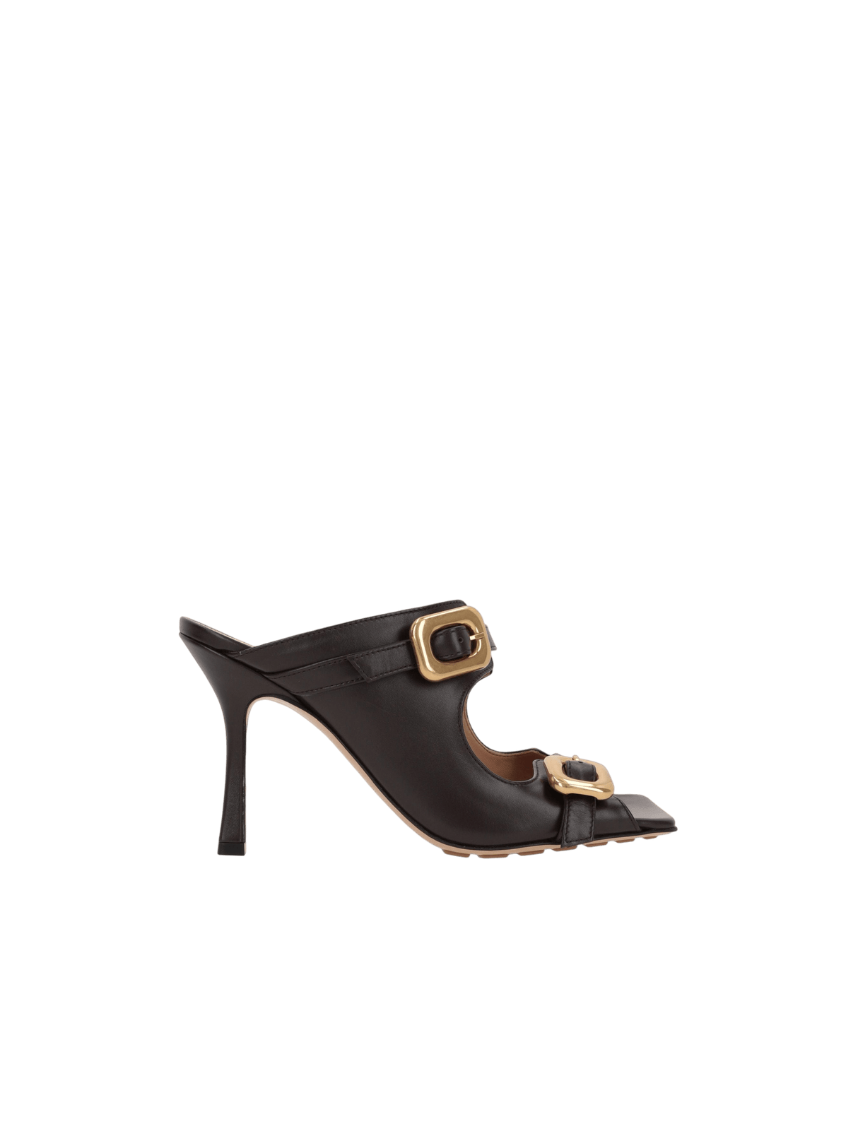 Stretch Buckle Smooth Leather Mule Sandals-BOTTEGA VENETA-JOHN JULIA