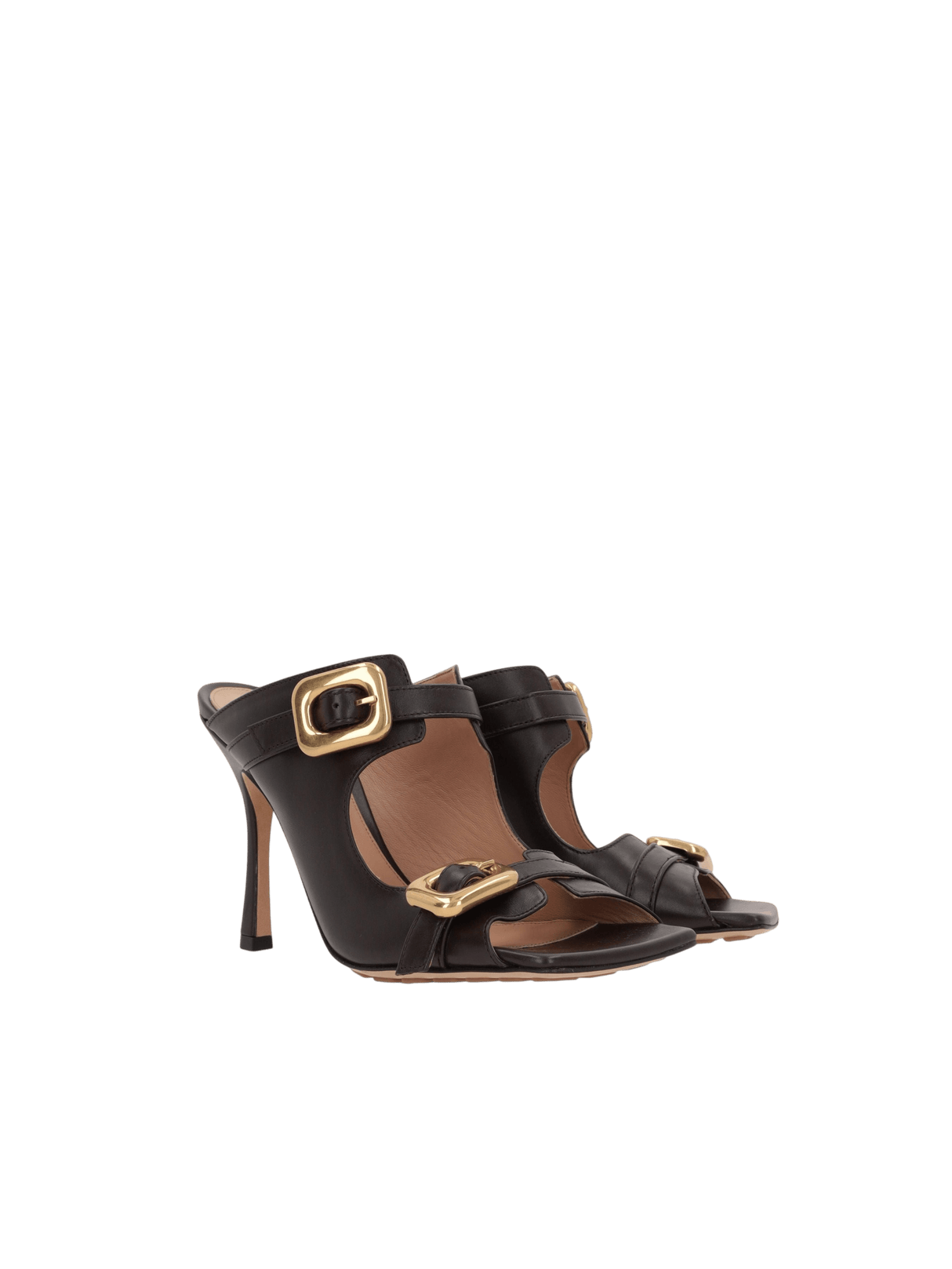 Stretch Buckle Smooth Leather Mule Sandals-BOTTEGA VENETA-JOHN JULIA