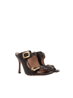 Stretch Buckle Smooth Leather Mule Sandals-BOTTEGA VENETA-JOHN JULIA