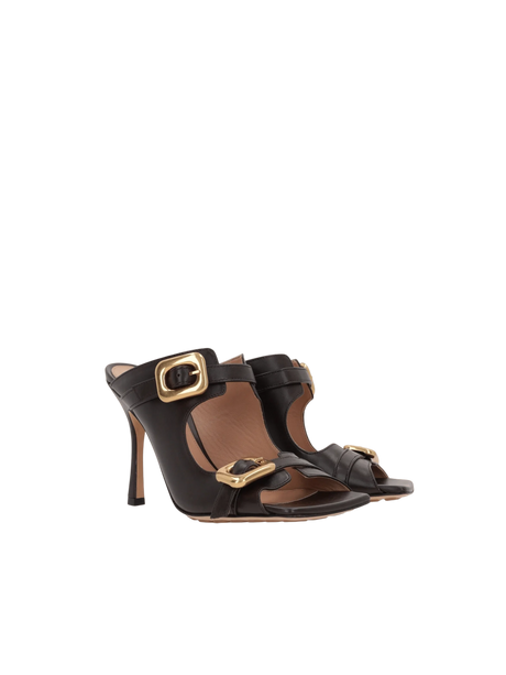 Stretch Buckle Smooth Leather Mule Sandals-BOTTEGA VENETA-JOHN JULIA