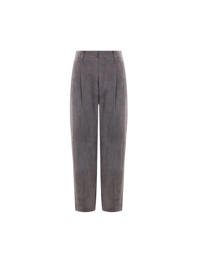 Baggy-fit Suede Trousers-BRUNELLO CUCINELLI-JOHN JULIA