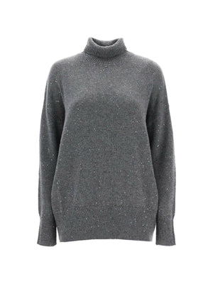 Cashmere and Silk Turtleneck Sequins Sweater.