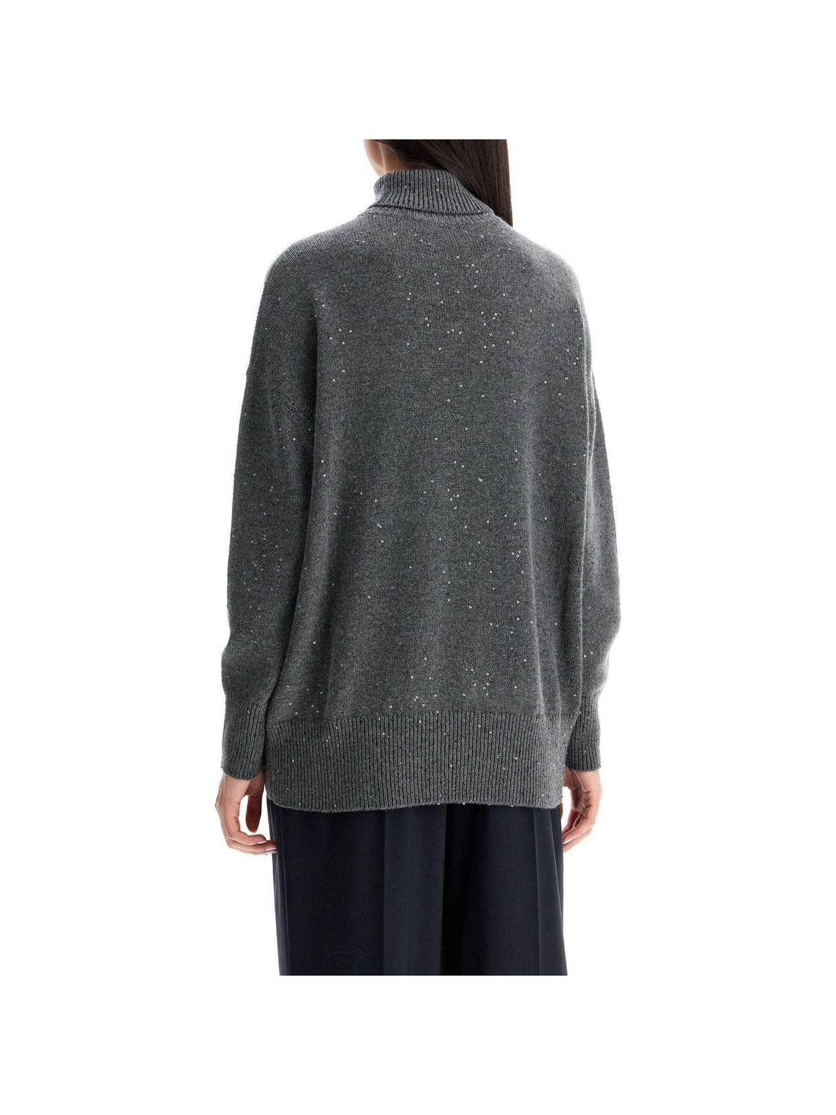 Cashmere and Silk Turtleneck Sequins Sweater.