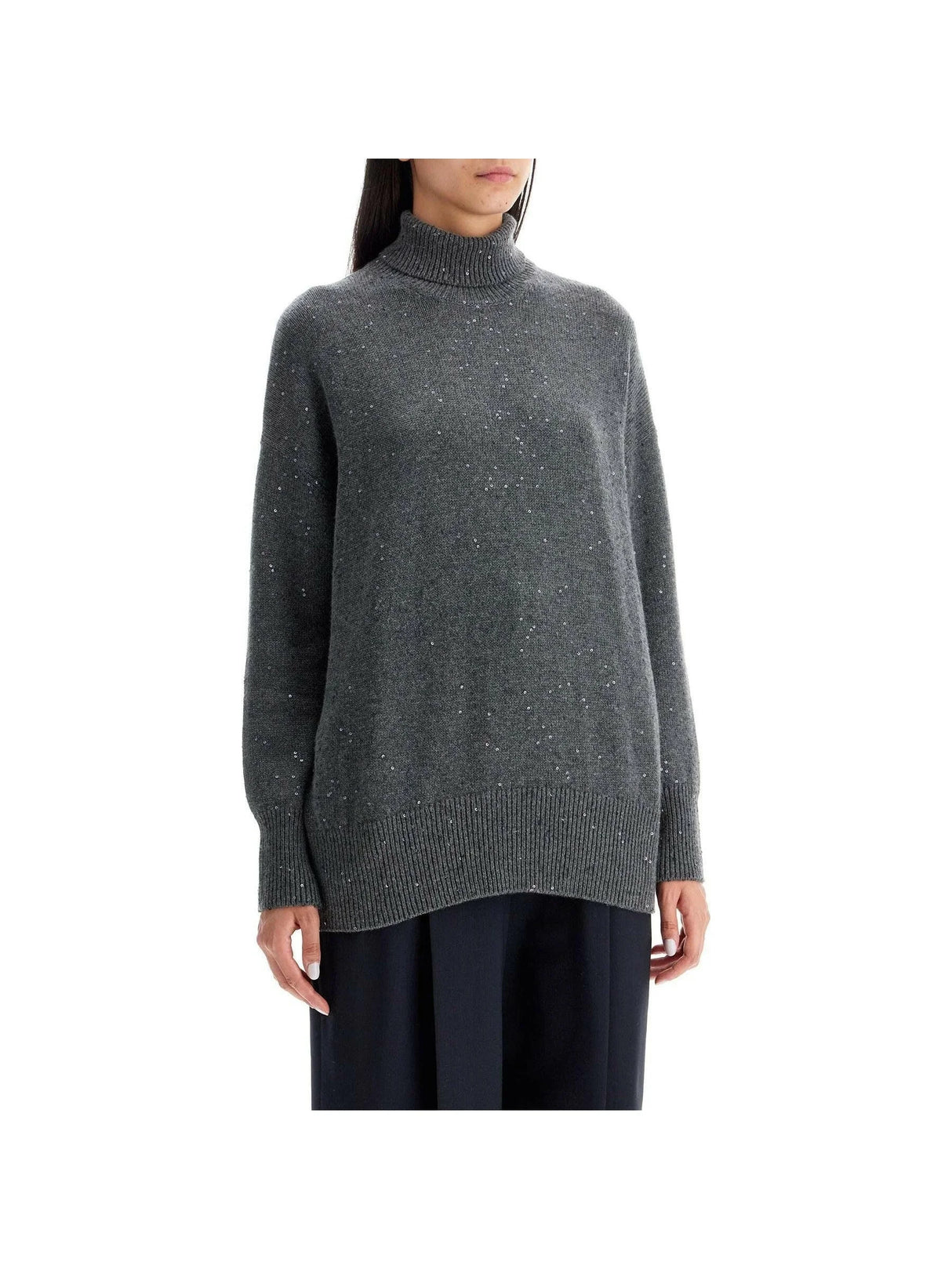 Cashmere and Silk Turtleneck Sequins Sweater.