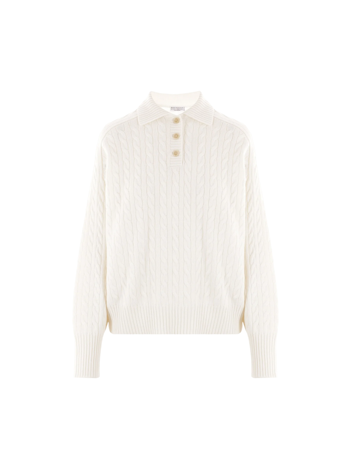 Cashmere Cable-knit Polo Sweater-BRUNELLO CUCINELLI-JOHN JULIA