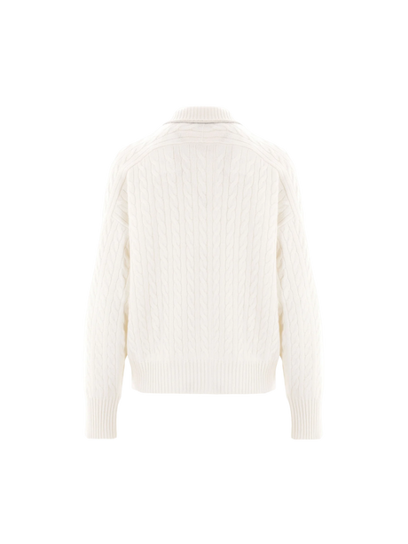 Cashmere Cable-knit Polo Sweater-BRUNELLO CUCINELLI-JOHN JULIA