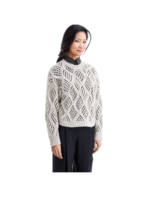 BRUNELLO CUCINELLI-Cashmere Dazzling Net Cable sweater -JOHN JULIA.