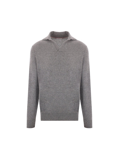 Cashmere Polo Sweater-BRUNELLO CUCINELLI-JOHN JULIA