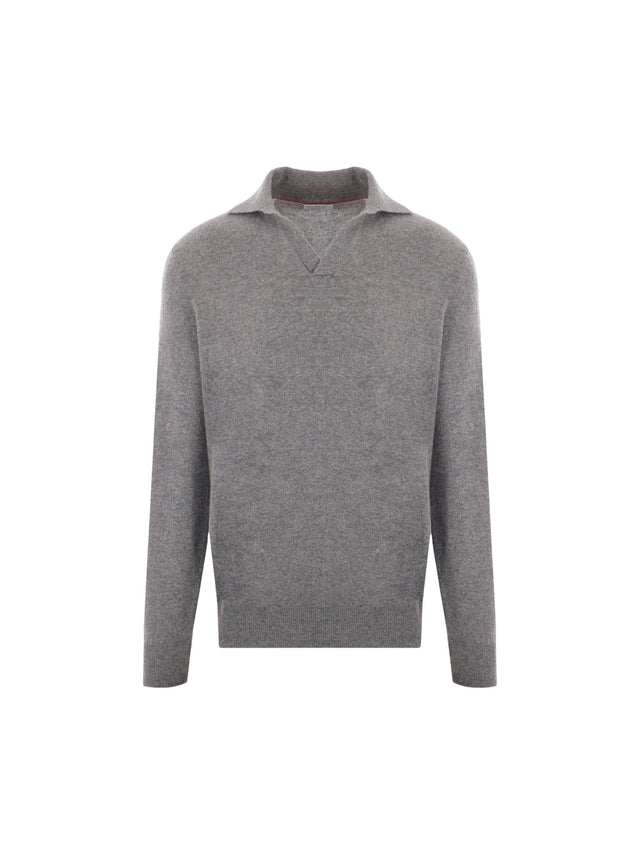 Cashmere Polo Sweater-BRUNELLO CUCINELLI-JOHN JULIA