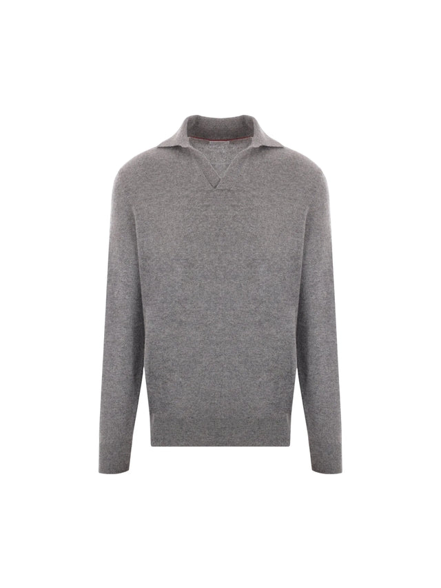 Cashmere Polo Sweater-BRUNELLO CUCINELLI-JOHN JULIA