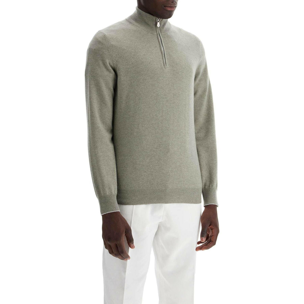 Cashmere Zippered Turtleneck Sweater.