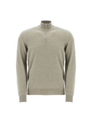 Cashmere Zippered Turtleneck Sweater.