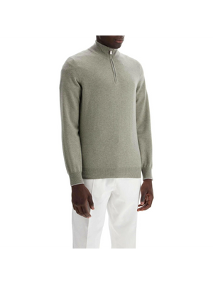 Cashmere Zippered Turtleneck Sweater.