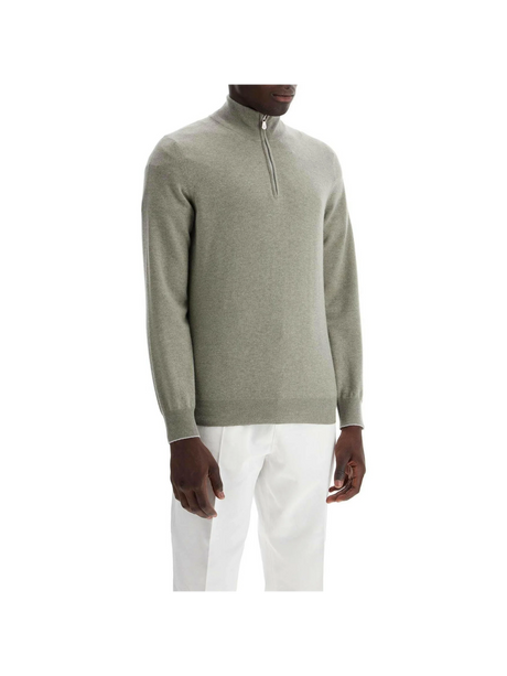 Cashmere Zippered Turtleneck Sweater.