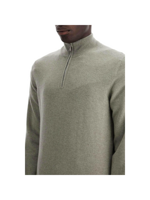 Cashmere Zippered Turtleneck Sweater.