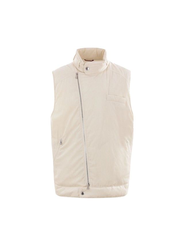 Corduroy Sleeveless Down Jacket-BRUNELLO CUCINELLI-JOHN JULIA