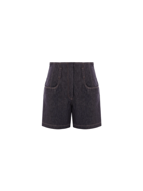 Corset Denim Shorts-BRUNELLO CUCINELLI-JOHN JULIA