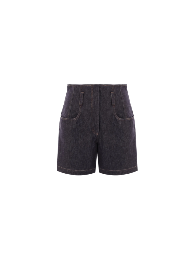 Corset Denim Shorts-BRUNELLO CUCINELLI-JOHN JULIA