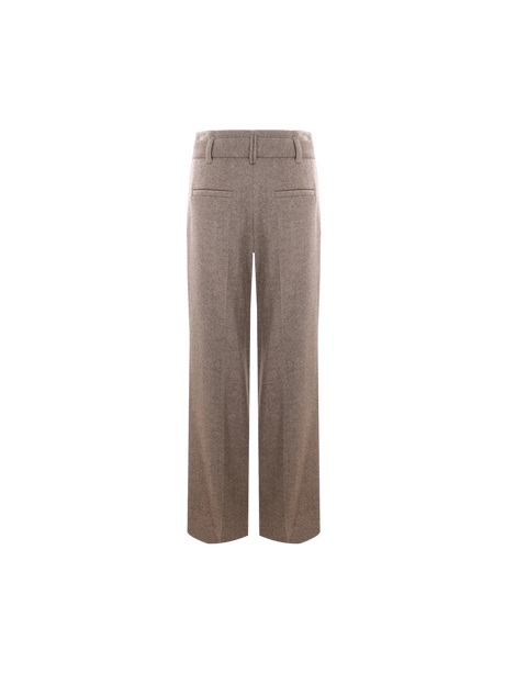 BRUNELLO CUCINELLI-Corset Loose Wool Chevron Trousers-JOHN JULIA