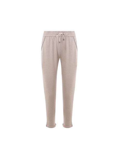 Cotton Silk Blend Joggers-BRUNELLO CUCINELLI-JOHN JULIA