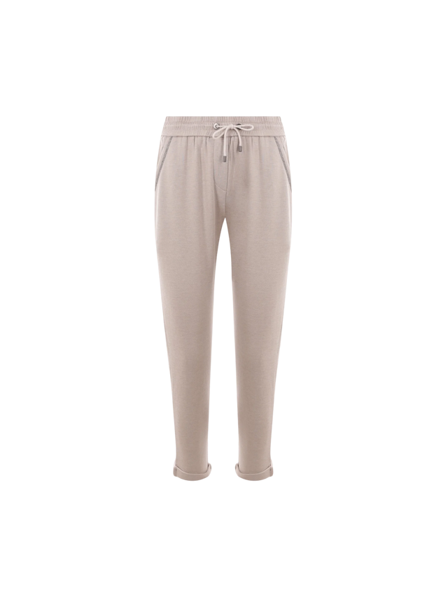 Cotton Silk Blend Joggers-BRUNELLO CUCINELLI-JOHN JULIA