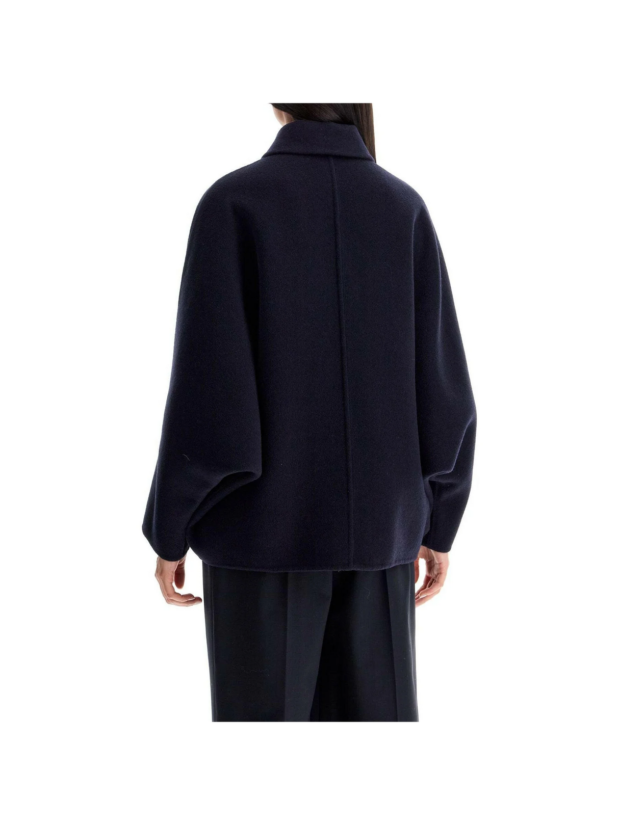 Cropped Wool and Cashmere Caban Coat.