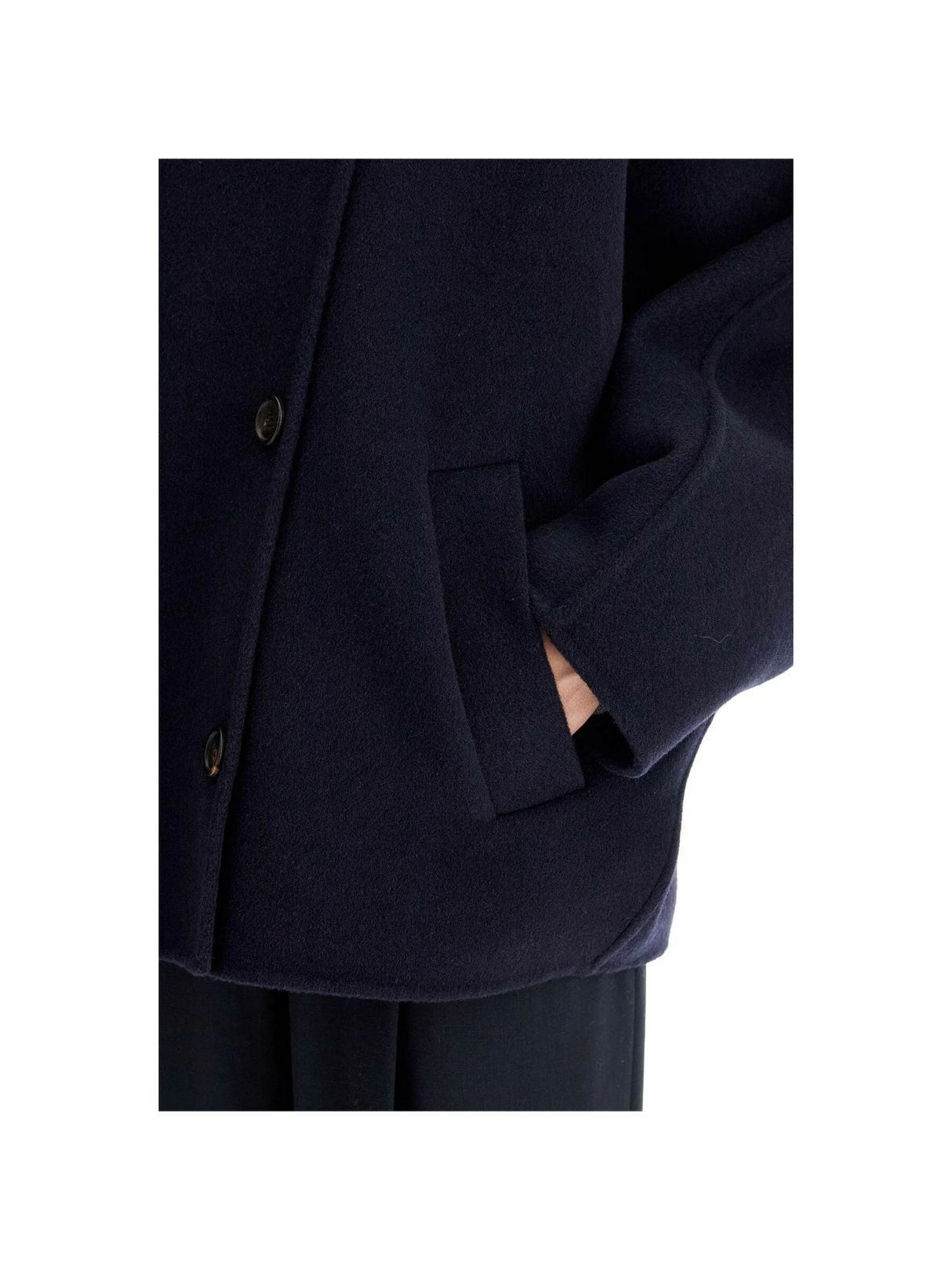 Cropped Wool and Cashmere Caban Coat.