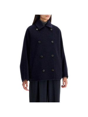 Cropped Wool and Cashmere Caban Coat.