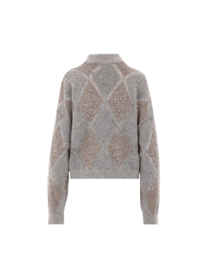 Dazzling Argyle Mohair Wool Sweater-BRUNELLO CUCINELLI-JOHN JULIA