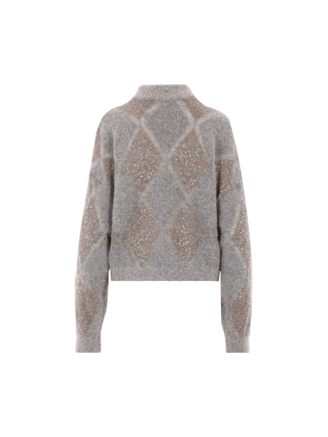 Dazzling Argyle Mohair Wool Sweater-BRUNELLO CUCINELLI-JOHN JULIA