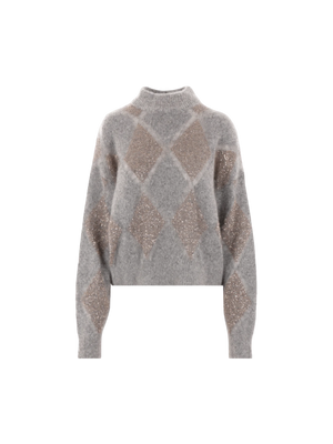 Dazzling Argyle Mohair Wool Sweater-BRUNELLO CUCINELLI-JOHN JULIA