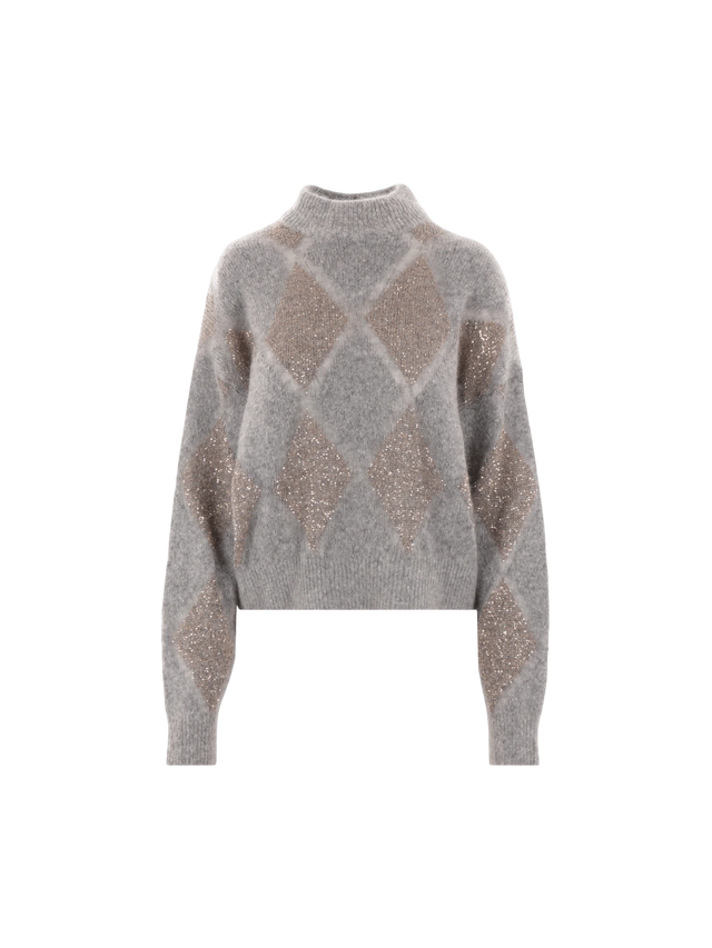 Dazzling Argyle Mohair Wool Sweater-BRUNELLO CUCINELLI-JOHN JULIA