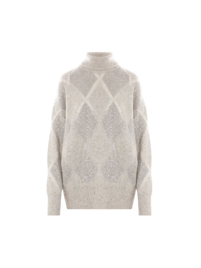 Dazzling Argyle Mohair Wool Turtleneck-BRUNELLO CUCINELLI-JOHN JULIA