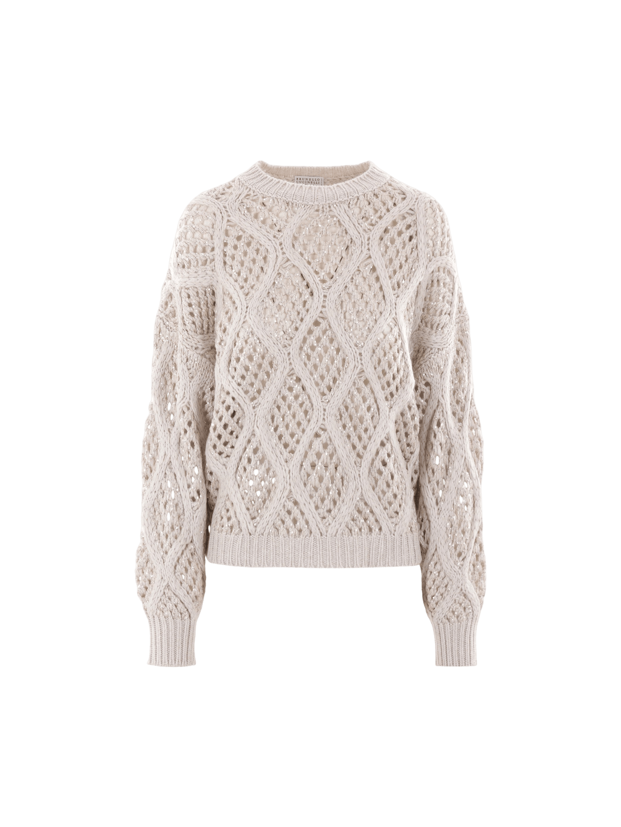 Dazzling Net & Cable Cashmere Sweater-BRUNELLO CUCINELLI-JOHN JULIA