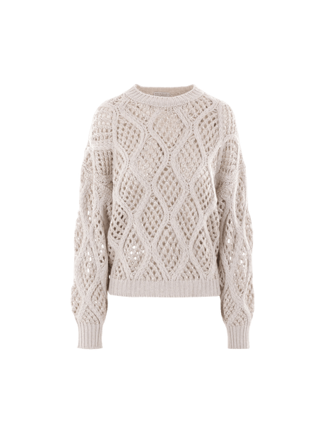 Dazzling Net & Cable Cashmere Sweater-BRUNELLO CUCINELLI-JOHN JULIA