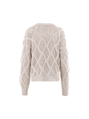 Dazzling Net & Cable Cashmere Sweater-BRUNELLO CUCINELLI-JOHN JULIA