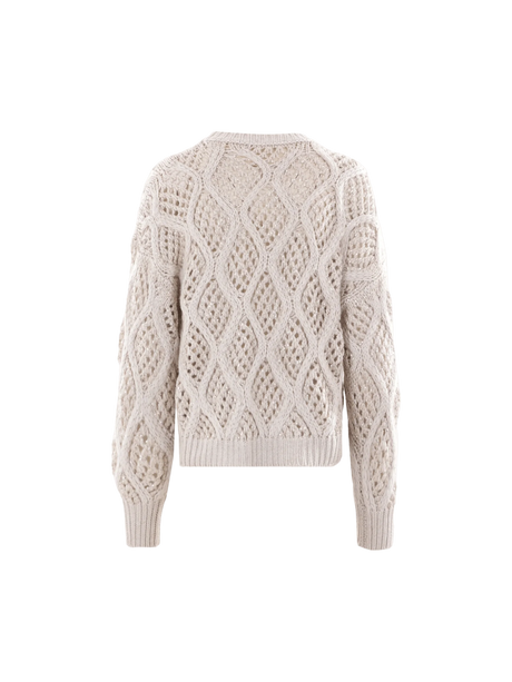 Dazzling Net & Cable Cashmere Sweater-BRUNELLO CUCINELLI-JOHN JULIA