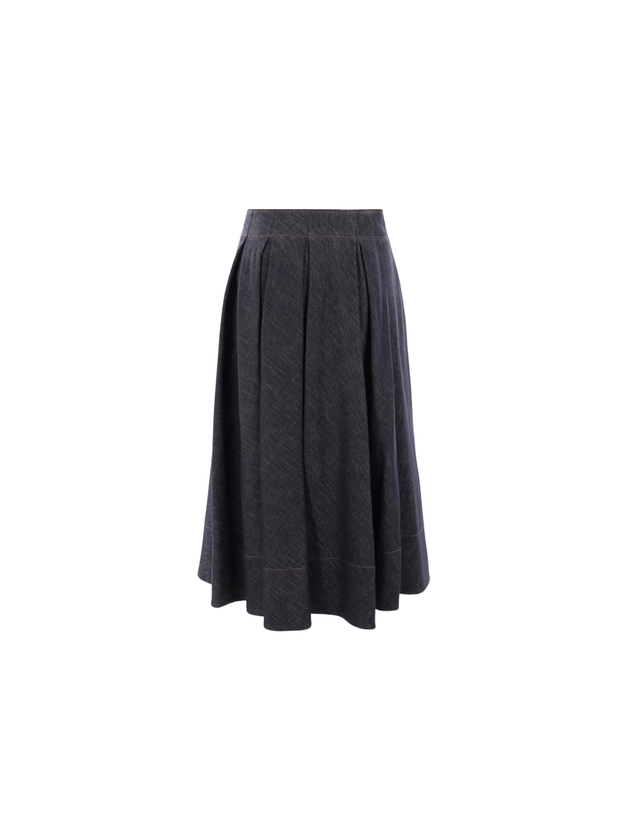 Denim-effect Twill Pleated Skirt-BRUNELLO CUCINELLI-JOHN JULIA