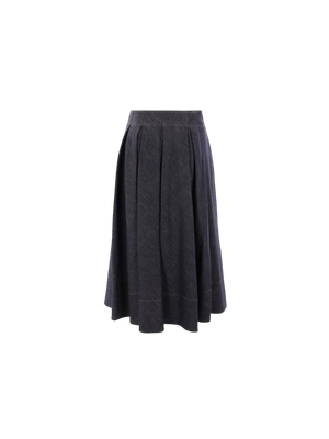 Denim-effect Twill Pleated Skirt-BRUNELLO CUCINELLI-JOHN JULIA