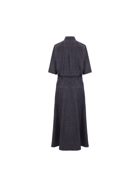 BRUNELLO CUCINELLI-Denim Midi Dress-JOHN JULIA