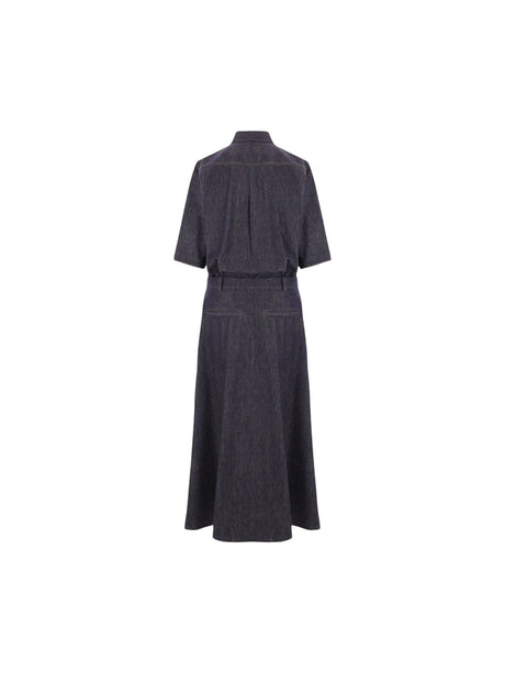 BRUNELLO CUCINELLI-Denim Midi Dress-JOHN JULIA