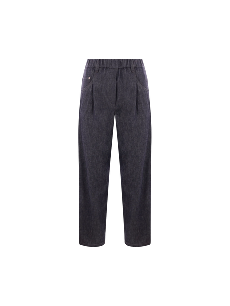 Denim Track Trousers-BRUNELLO CUCINELLI-JOHN JULIA