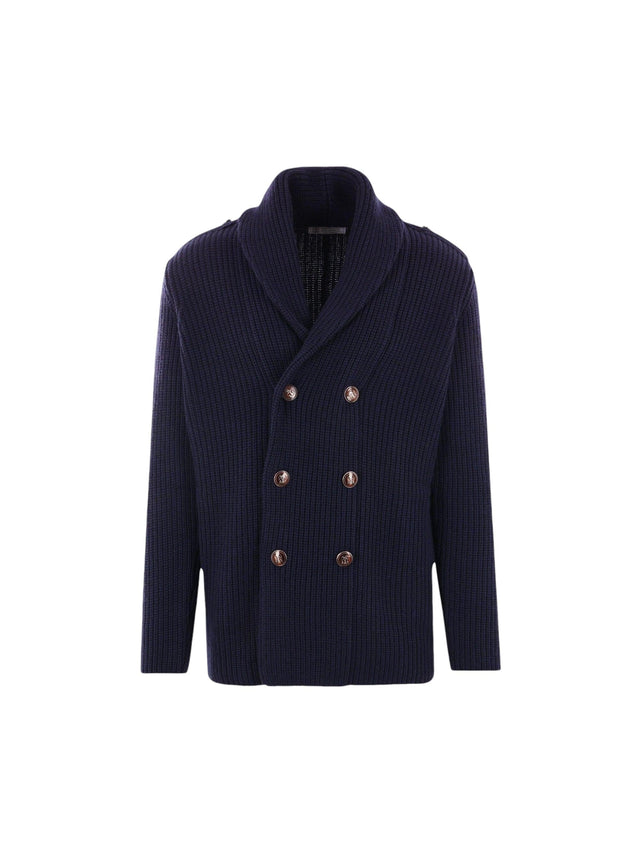 Double-breasted Wool, Cashmere, and Silk Cardigan-BRUNELLO CUCINELLI-JOHN JULIA