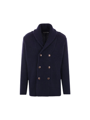 Double-breasted Wool, Cashmere, and Silk Cardigan-BRUNELLO CUCINELLI-JOHN JULIA