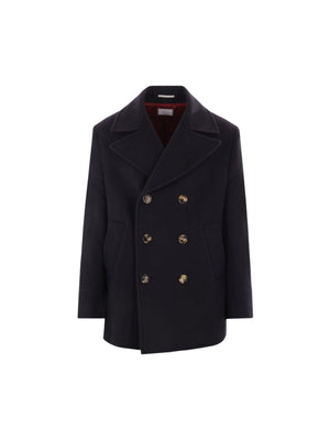 Double-breasted Wool Peacoat-BRUNELLO CUCINELLI-JOHN JULIA