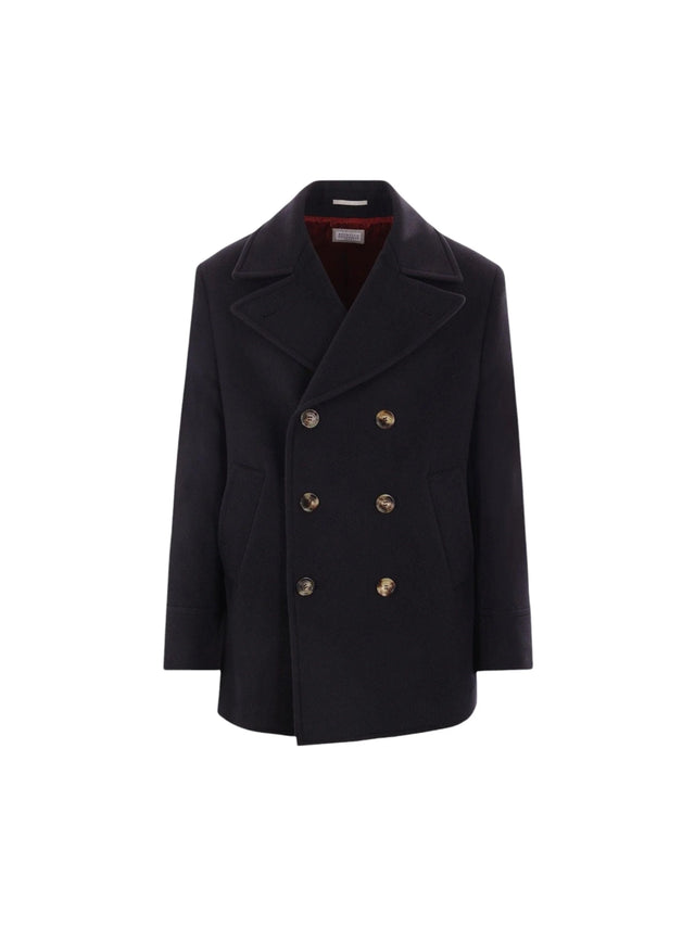 Double-breasted Wool Peacoat-BRUNELLO CUCINELLI-JOHN JULIA