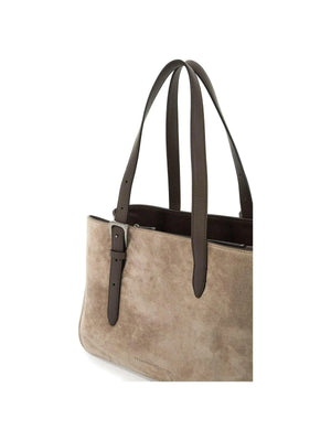 East-West Belt Suede Leather Tote Bag BRUNELLO CUCINELLI