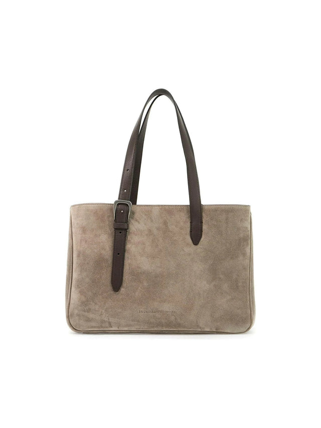 East-West Belt Suede Leather Tote Bag BRUNELLO CUCINELLI